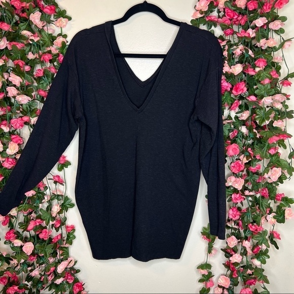 ASOS Sweaters - Asos Black Heathered Off Shoulder Long Sleeve Shirt Womens 0 Casual Lounge